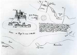 Mapa Zatoki Mont Saint-Michel (pióro i atrament na papierze)