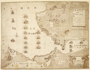 Mapa portu Placentia, Kanada (pióro i atrament na papierze) autorstwa French School