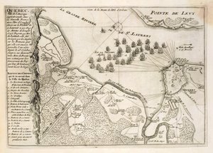 Mapa oblężenia Quebecu przez flotę brytyjską, 1670