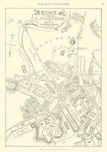 Mapa miasta Rzymu w czasach Juliusza Cezara (rycina) autorstwa French School