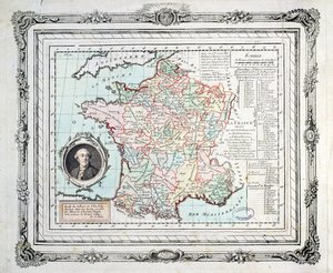 Mapa regionów i okręgów Francji, znana jako Carte de Necker, 1789