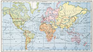 Mapa przedstawiająca główne szlaki żeglugowe handlu światowego, 1912 autorstwa French School