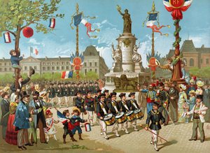 Marsz Batalionów Szkolnych 14 lipca 1883 r. na Place de la Republique autorstwa French School