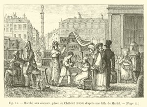 Spacer ptaków, place du Chatelet, 1820, po liturgii Marlet autorstwa French School