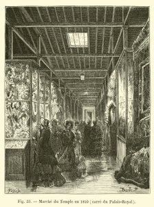 Marche du Temple w 1840 r., plac Palais-Royal autorstwa French School