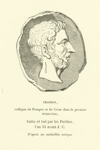 Marek Licyniusz Krassus, kolega Pompejusza Wielkiego i Juliusza Cezara w I triumwiracie, zginął w walce z Partami w 53 roku p.n.e. (rycina) autorstwa French School
