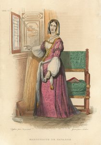 Marguerite de Navarre (kolorowy grawerunek) autorstwa French School
