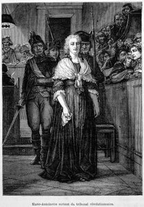 Marie Antoinette opuszczająca trybunał rewolucyjny - grawerowanie - w ""L