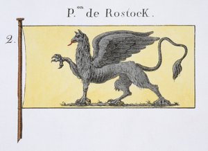 Flaga morska z emblematem gryfa oznaczającym herb de Rostock, z francuskiej księgi flag, c.1819 autorstwa French School