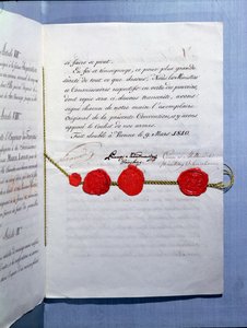 Kontrakt małżeński cesarza Napoleona Bonaparte (1769-1821) i Marie-Louise (1791-1847) Wiedeń, 9 marca 1810 autorstwa French School