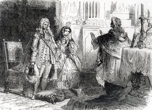 Małżeństwo Ludwika XIV i Madame de Maintenon autorstwa French School