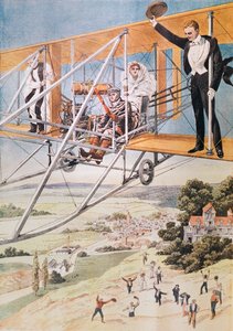 Małżeństwo w samolocie, ilustracja z Le Petit Journal 1911 autorstwa French School