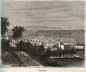 Marvejols - Lozere - Langwedocja-Roussillon - grawer w „La France illustrée: geografia, historia, administracja statystyczna” autorstwa V.-A. Słodowy Brąz. 1884 autorstwa French School