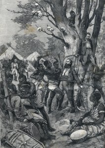 Masakra w Kongo: dostawy Europejczyków przez kanibali. W „Le petit Parisien” z 1898 r. autorstwa French School