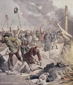 Masakry w Chinach, z Le Petit Journal, 1891 autorstwa French School