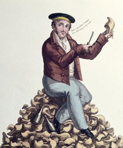 Mathurin Bruneau (1784-1825) pretendent do tronu Francji jako król Ludwik XVII, c.1818 (kolorowe grawerowanie) autorstwa French School