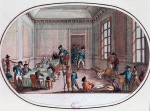 Maximilien de Robespierre kontuzjowany w przedsionku Comite de Salut Public autorstwa French School