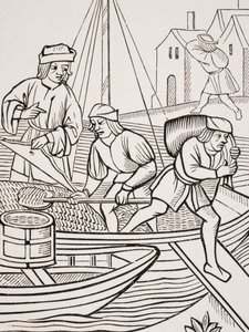 Pomiar soli, według drzeworytu w „Ordonnances de la Prevoste des Marchands de Paris”, 1500, z „Le Moyen Age et La Renaissance” Paula Lacroix (1806-84) opublikowanej w 1847 roku autorstwa French School