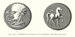 Brązowy Medal Vergasillaun, wodza Arvernes (grawerowanie) autorstwa French School