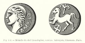 Medal wodza Camulogene, Camulo, Aulerques, Cenomans, Paryż (rycina) autorstwa French School