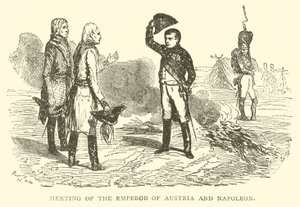Spotkanie cesarza Austrii i Napoleona (rycina) autorstwa French School