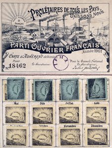 Legitymacja członkowska Francuskiej Partii Robotniczej za rządów Julesa Guesde (1845-1922) 1901 autorstwa French School