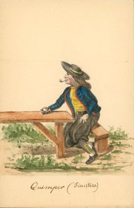 Strój męski z Quimper, Finistere (kolorowa litografia) autorstwa French School