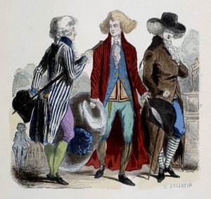 Moda męska w Paryżu w 1787 roku. autorstwa French School