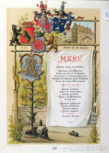 Menu, prawdopodobnie z Le Bernois, 14 stycznia 1888 r. autorstwa French School
