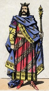 Dynastia Merowingów: Portret Clotaire IV (685-719) Król Franków z Austrazji od 717 do 719. Obrazowanie epinal z końca XIX wieku. Prywatna kolekcja. autorstwa French School