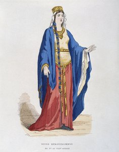 Królowa Merowingów, od ok. V do VIII, od francuskich strojów cywilnych i wojskowych na przestrzeni wieków autorstwa French School