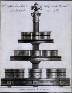 Metaloplastyka: komplet filiżanek do likieru na stojaku, 1780-96 autorstwa French School