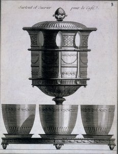 Metaloplastyka: zestaw do kawy z łyżeczkami i pojemnikiem na cukier, 1780-96 autorstwa French School