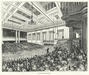 Spotkanie Anti-Corn Law League w Exeter Hall w Londynie autorstwa French School