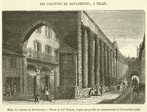 Mediolan, kolumny San-Lorenzo (rycina) autorstwa French School