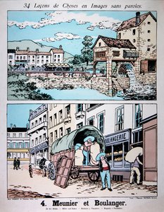 Miller i Baker, ilustracja z podręcznika szkoły podstawowej, ok. 1900 (kolor lito) autorstwa French School