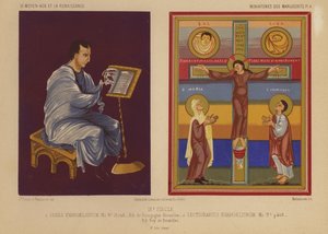 Miniatury z rękopisów iluminowanych z IX wieku (chromolitho) autorstwa French School