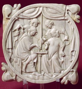 Lustrzane etui przedstawiające partię szachów, ok.1300 autorstwa French School