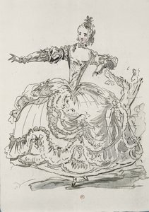 Miss Puvigne jako Żywa Statua, w Pigmalionie, libretto Lamotte, skomponowane przez Jean-Philippe Rameau (1683-1764) 1748 (kolorystyka) autorstwa French School