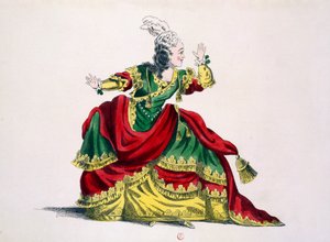 Miss Sainval jako Zenobie w Zenobie i Rhadamisthe, faksymile Guillaumota fils (ręcznie barwiony grawer) autorstwa French School