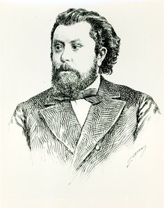 Modest Pietrowicz Mousorgski (1835-81), ilustracja z LHistoire de la Musique en Russie autorstwa Alberta Soubiesa, opublikowana w Paryżu, 1898 autorstwa French School