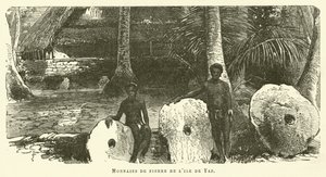 Kamienne monety z wyspy Yap (grawerowanie) autorstwa French School