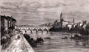 Montauban - Langwedocja-Roussillon-Midi-Pireneje - rycina w „La France illustree: geografia, historia, administracja statystyczna” autorstwa V.-A. Słodowo-Brązowy. 1884 autorstwa French School