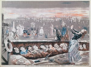 Cmentarz Montmartre, 4 grudnia 1851 r. (kolorowa litografia) autorstwa French School