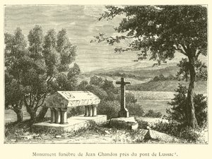 Pomnik nagrobny Jeana Chandosa w pobliżu mostu Lussaca (rycina) autorstwa French School