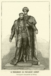 Pomnik zamordowanego prezydenta Francji Sadi Carnota (rycina) autorstwa French School