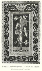 Mozaika przedstawiająca igrzyska cyrkowe, odkryta w Lyonie 18 lutego 1806 r. (rycina) autorstwa French School