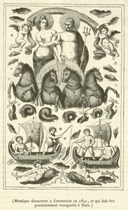Mozaika odkryta w Konstantynie w 1842 r., która wkrótce zostanie przetransportowana do Paryża (rycina) autorstwa French School