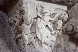 Mojżesz i złoty cielę, relief kapitalny, ok. 1130 autorstwa French School
