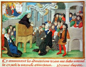 Ms.230 fol.57 Przemówienie mnicha o naśladowaniu, z Kazania sur la Passion et Traites Divers autorstwa Jeana de Gersona (1363-1429) autorstwa French School
